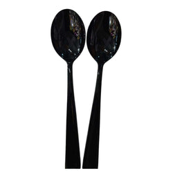 Jet Black Packaged Plastic Serving Spoons 2pcs