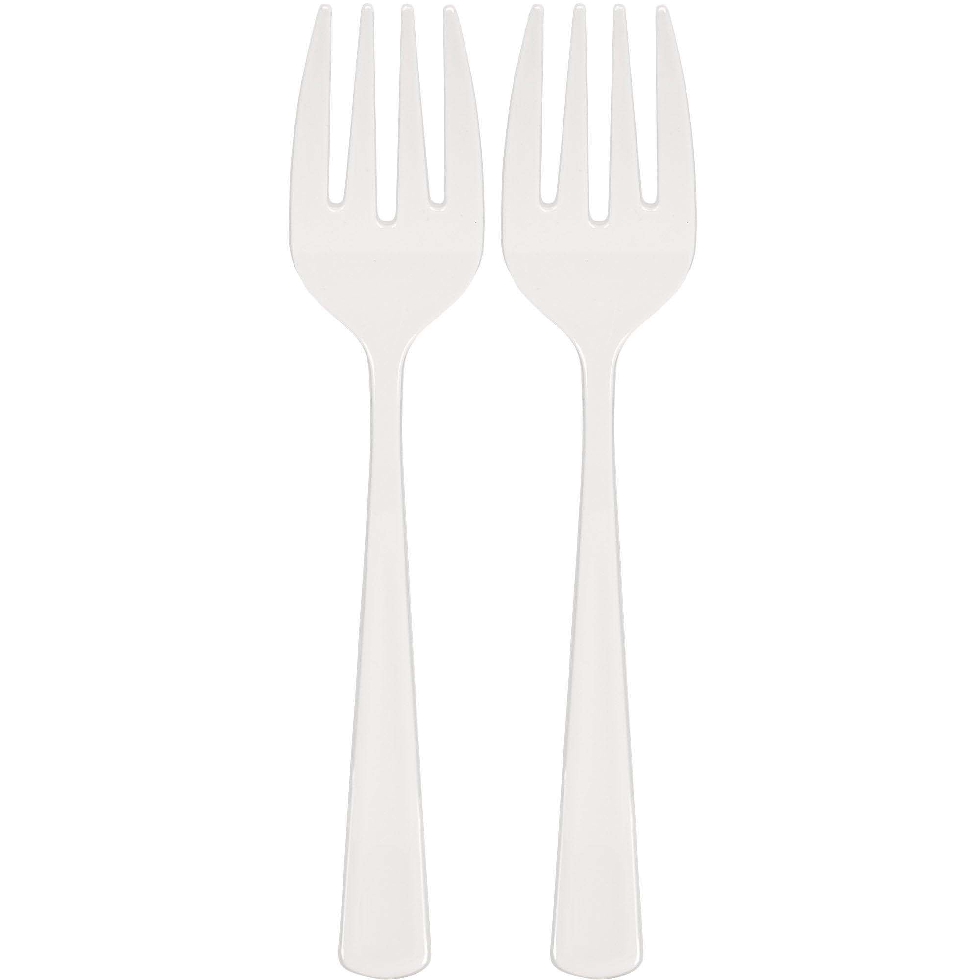 Frosty White Packaged Plastic Serving Forks 2pcs