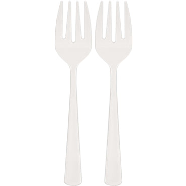 Frosty White Packaged Plastic Serving Forks 2pcs