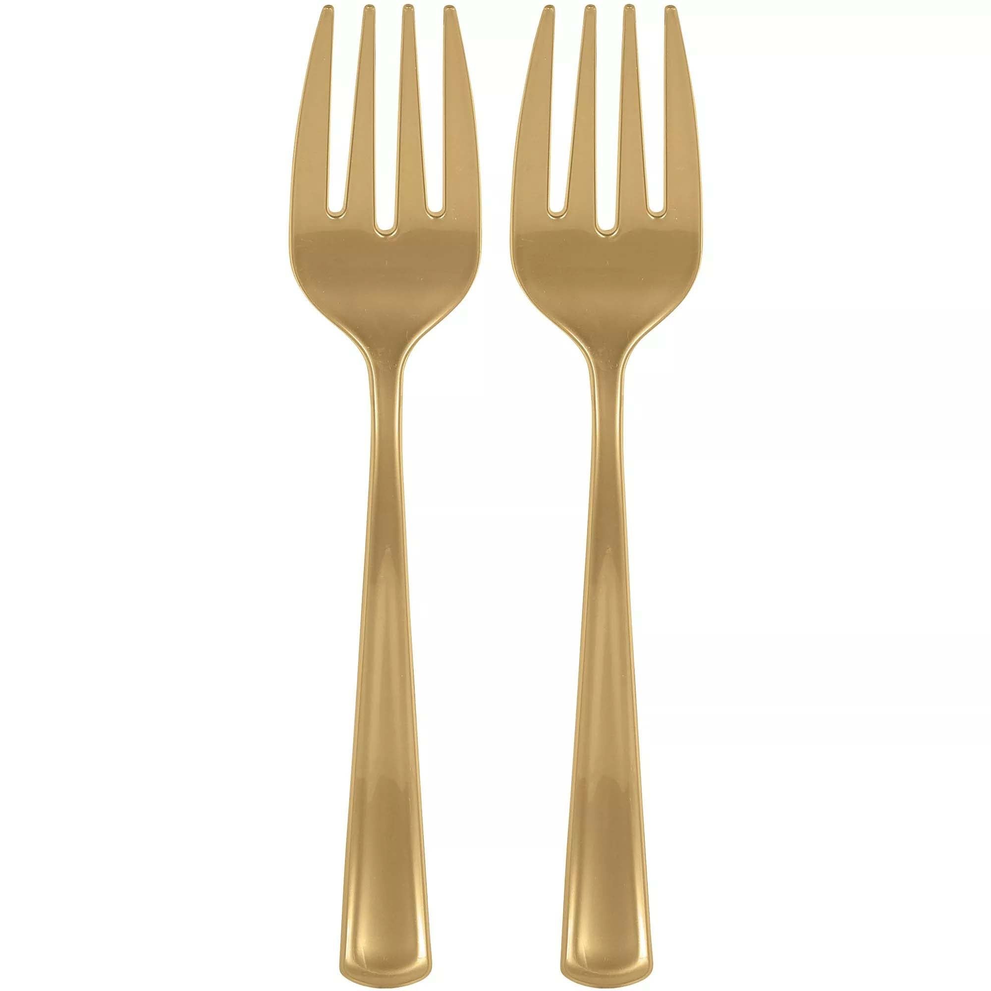 Gold Packaged Plastic Serving Forks 2pcs