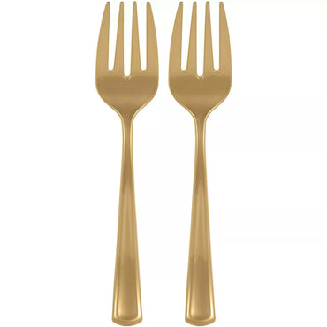 Gold Packaged Plastic Serving Forks 2pcs