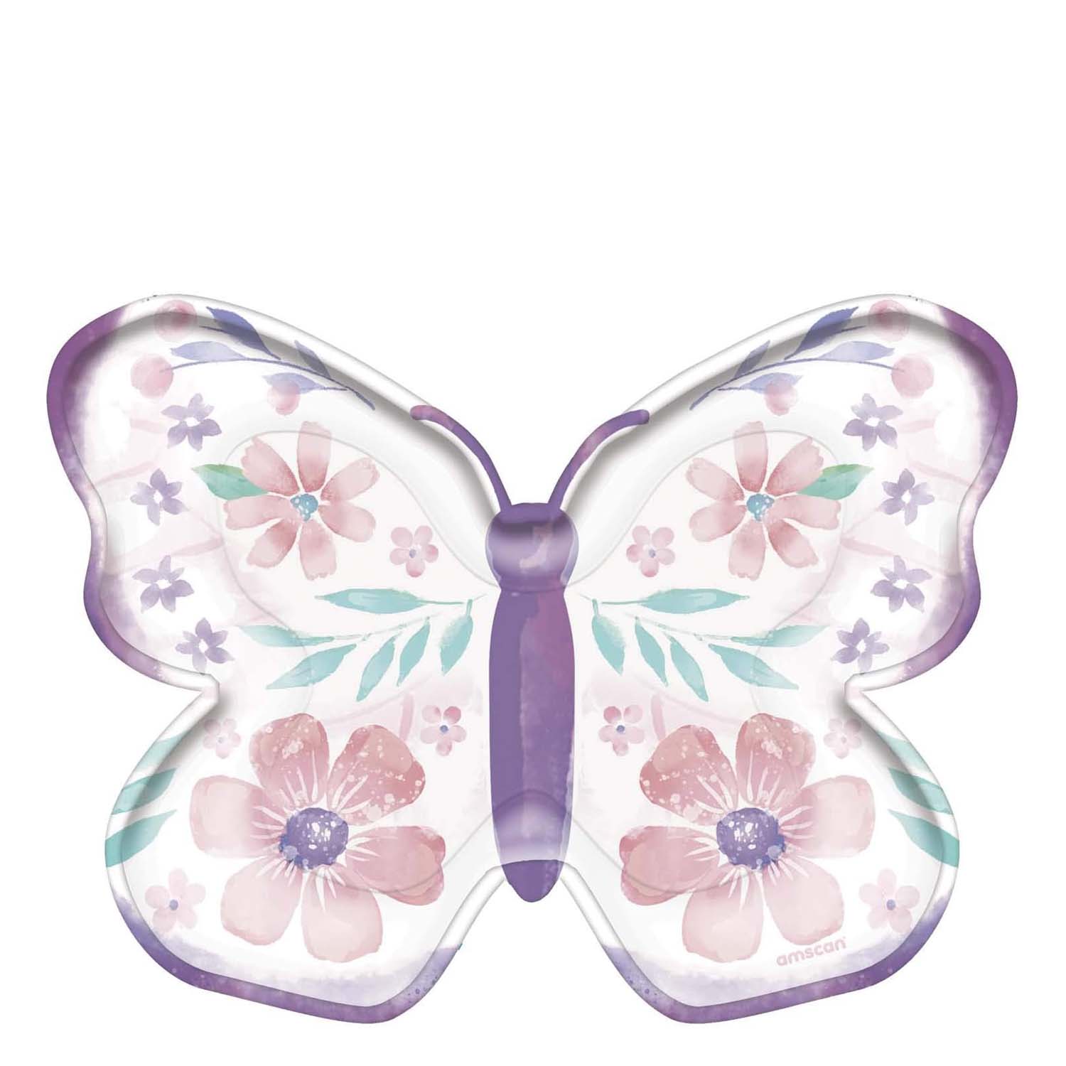 Flutter Butterfly  Shaped Paper Plates 7in 8pcs