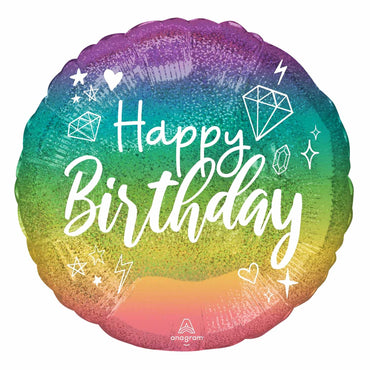 Sparkle Birthday Holographic Foil Balloon 18in