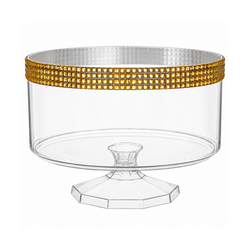 Clear Plastic Small Trifle Container With Gold Gems