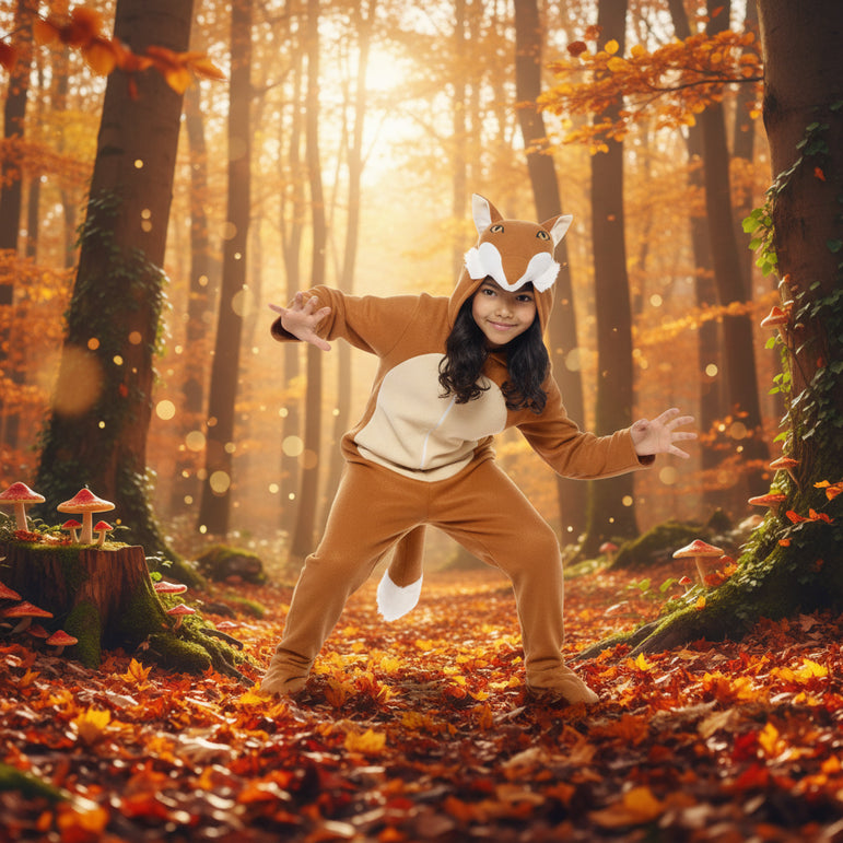 Child Fox Animal All-in-One Orange Costume