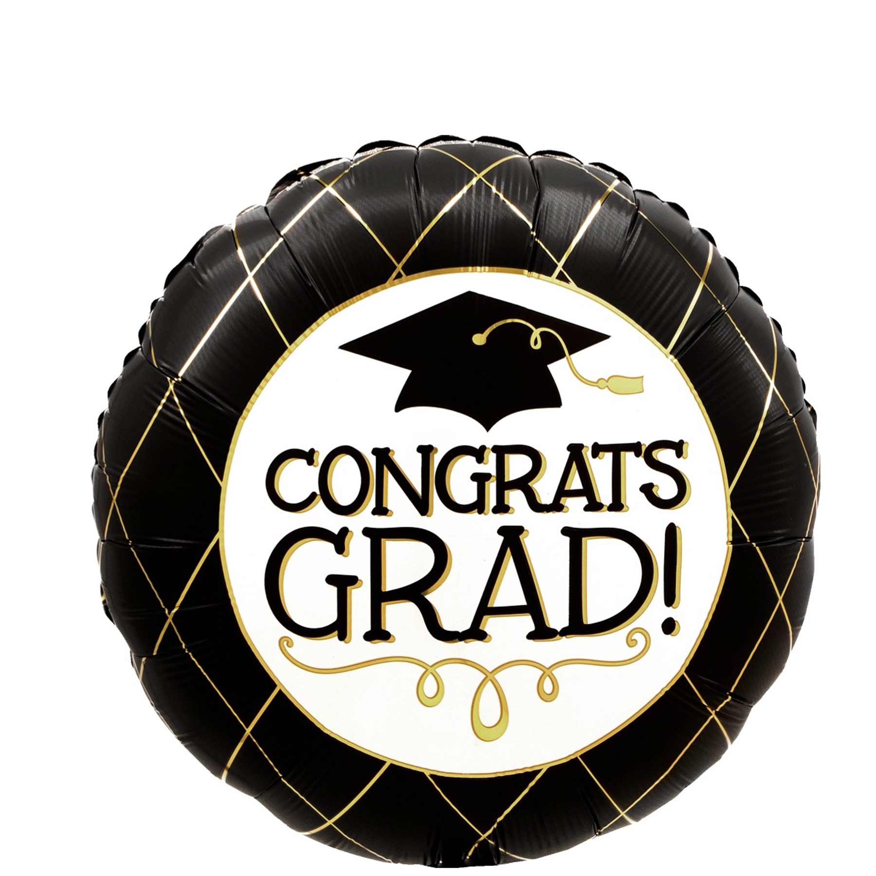 Graduation Black & Gold Satin Foil Balloon 45cm
