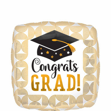 Congrats Grad Ribbed Lines Foil 45cm