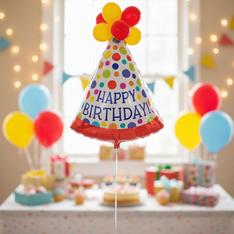 Party Hat Birthday Latex-Accented SuperShape 66x76cm