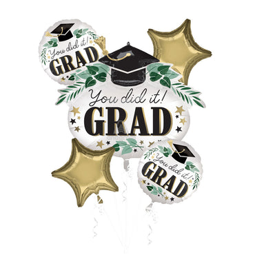 You Did It Ivy Grad Satin Foil Balloon Bouquet, 5pcs