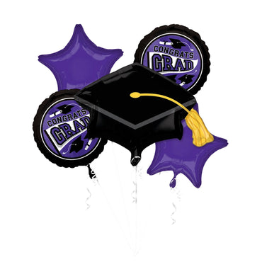 School Colors Be True To Your School Purple Balloon Bouquet 5pcs