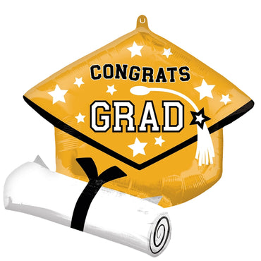 Gold Be True To Your School And White Diploma Supershape Foil Balloon