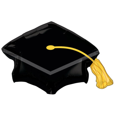 Black Grad Cap SuperShape Balloon 78x55cm