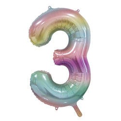 Pastel Multicolor Number 3 Foil Balloon, 34in