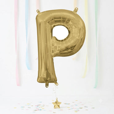White Gold Letter P Supershape Foil Balloon 60x81cm Party Decoration
