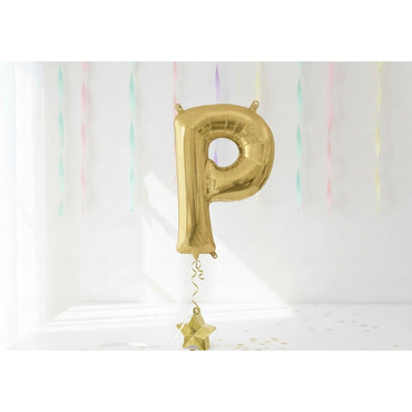White Gold Letter P Supershape Foil Balloon 60x81cm Party Decoration