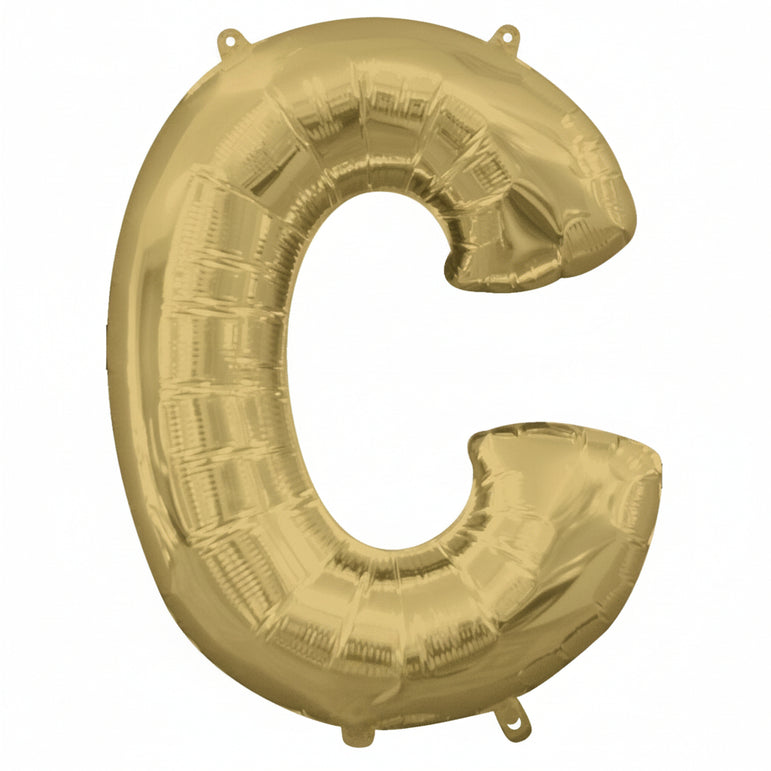 White Gold Letter C Supershape Foil Balloon 63cmx81cm Party Decoration