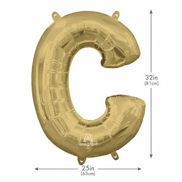 White Gold Letter C Supershape Foil Balloon 63cmx81cm Party Decoration