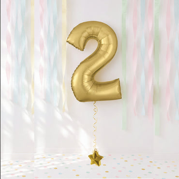 White Gold Number 2 Supershape Foil Balloon 55x83cm Party Decoration
