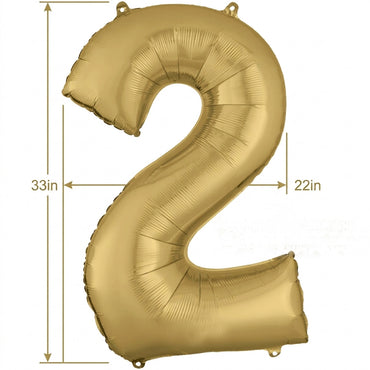 White Gold Number 2 Supershape Foil Balloon 55x83cm Party Decoration
