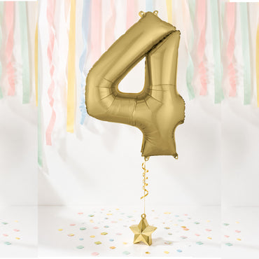 White Gold Number 4 Supershape Foil Balloon 60x91cm Party Decoration