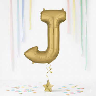 White Gold Letter J Supershape Foil Balloon 58x83cm Party Decoration