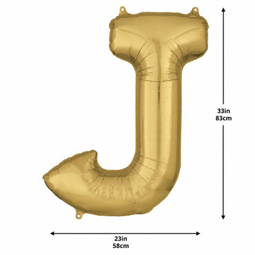 White Gold Letter J Supershape Foil Balloon 58x83cm Party Decoration