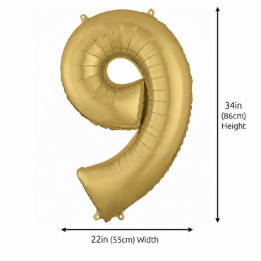 White Gold Number 9 Supershape Foil Balloon 55x86cm Party Decoration