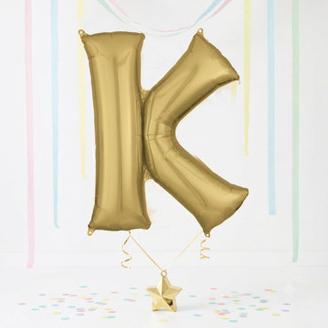 White Gold Letter K Supershape Foil Balloon