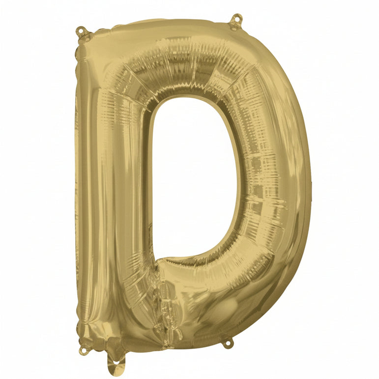 White Gold Letter D Supershape Foil Balloon 60x83cm Party Decoration