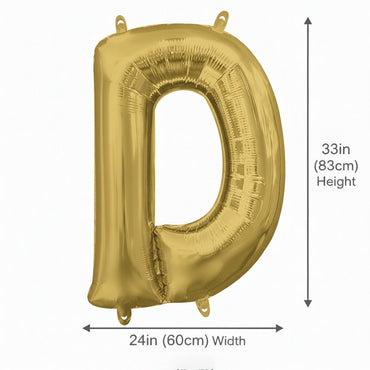White Gold Letter D Supershape Foil Balloon 60x83cm Party Decoration