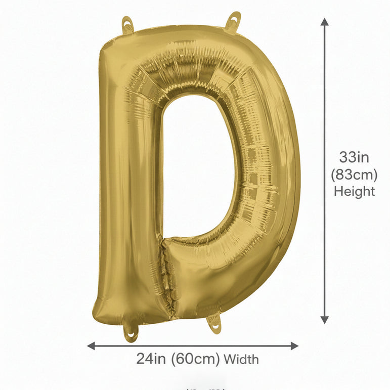White Gold Letter D Supershape Foil Balloon 60x83cm Party Decoration