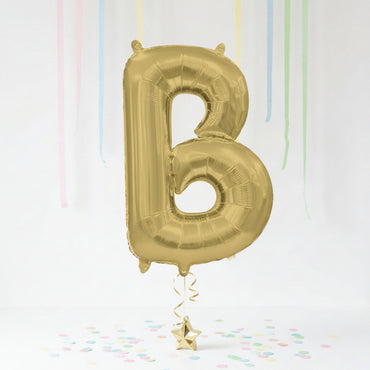 White Gold Letter B Supershape Foil Balloons 58x86cm Party Decoration