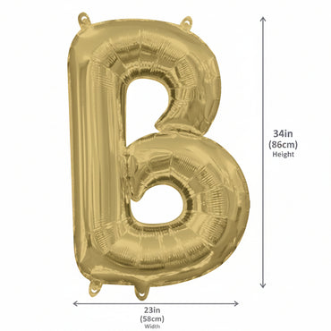 White Gold Letter B Supershape Foil Balloons 58x86cm Party Decoration
