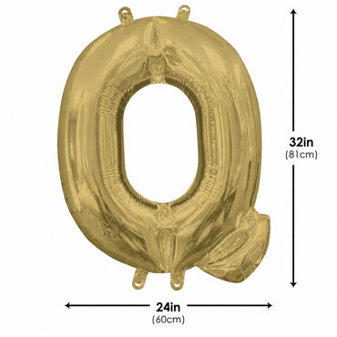 White Gold Letter Q Supershape Foil Balloon 60x81cm Party Decoration