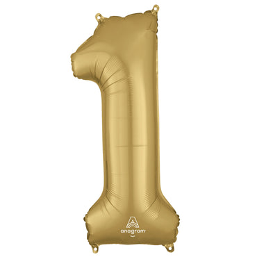 White Gold Number 1 Supershape Foil Balloon 34in