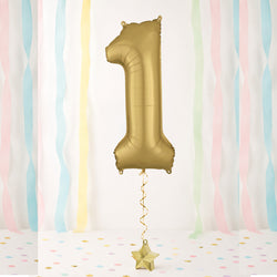 White Gold Number 1 Supershape Foil Balloon 33x86cm Party Decoration