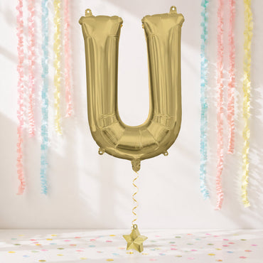 White Gold Letter U Supershape Foil Balloon 58x83cm Party Decoration
