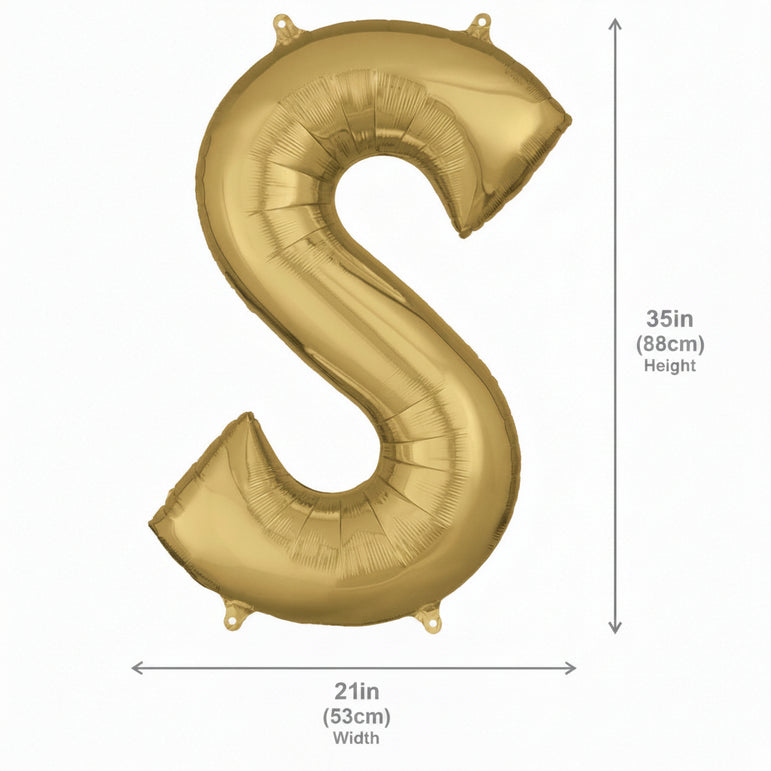 White Gold Letter S Supershape Foil Balloons 53x88cm Party Decoration