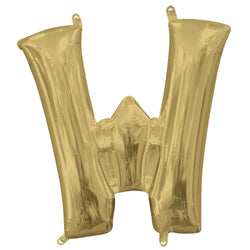 White Gold Letter W Supershape Foil Balloon 71x83cm Party Decoration