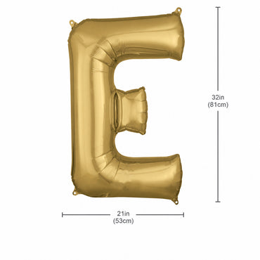 White Gold Letter E Supershape Foil Balloon 53x81cm Party Decoration
