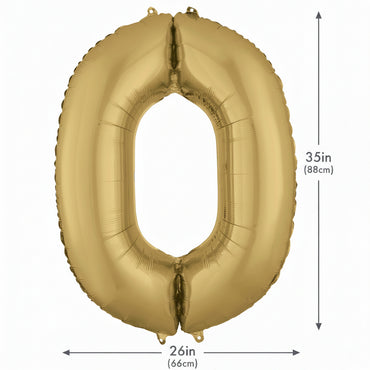 White Gold Number 0 Supershape Foil Balloon 66x88cm Party Decoration