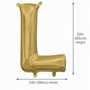 White Gold Letter L Supershape Foil Balloon 58x83cm Party Decoration