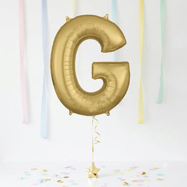 White Gold Letter G Supershape Foil Balloon