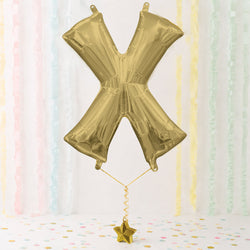 White Gold Letter X Supershape Foil Balloon 68x88cm Party Decoration