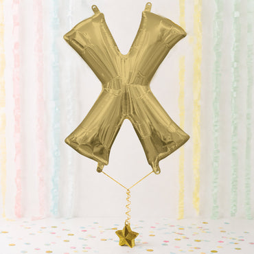 White Gold Letter X Supershape Foil Balloon 68x88cm Party Decoration