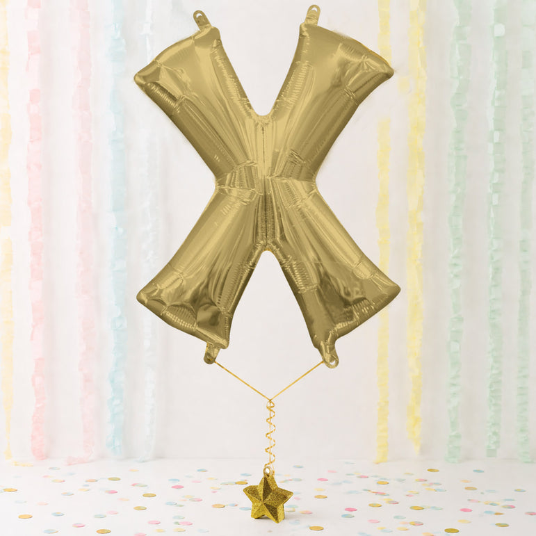 White Gold Letter X Supershape Foil Balloon 68x88cm Party Decoration