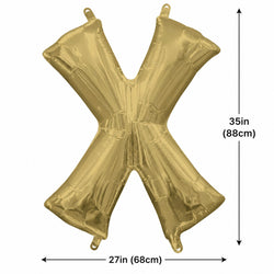 White Gold Letter X Supershape Foil Balloon 68x88cm Party Decoration
