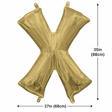 White Gold Letter X Supershape Foil Balloon 68x88cm Party Decoration