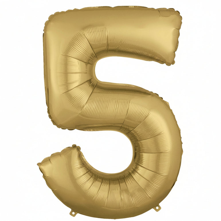 White Gold Number 5 Supershape Foil Balloon Party Decoration
