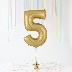 White Gold Number 5 Supershape Foil Balloon Party Decoration
